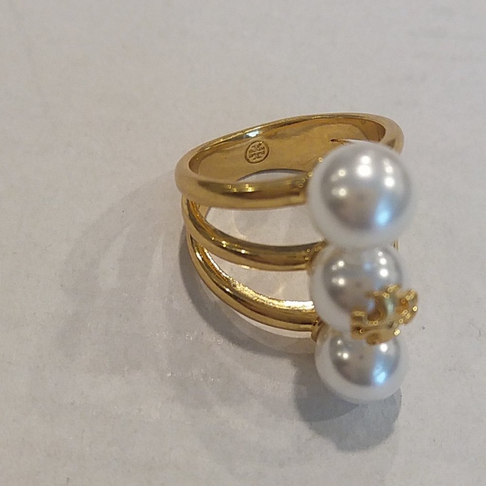 Tory Burch Kira Pearl Stackable Ring Size 7 - Picture 2 of 11